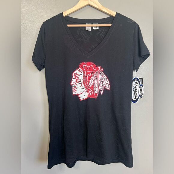 Concepts sport NHL Black Hawks Hockey women’s tee shirt  large licensed - Picture 5 of 8